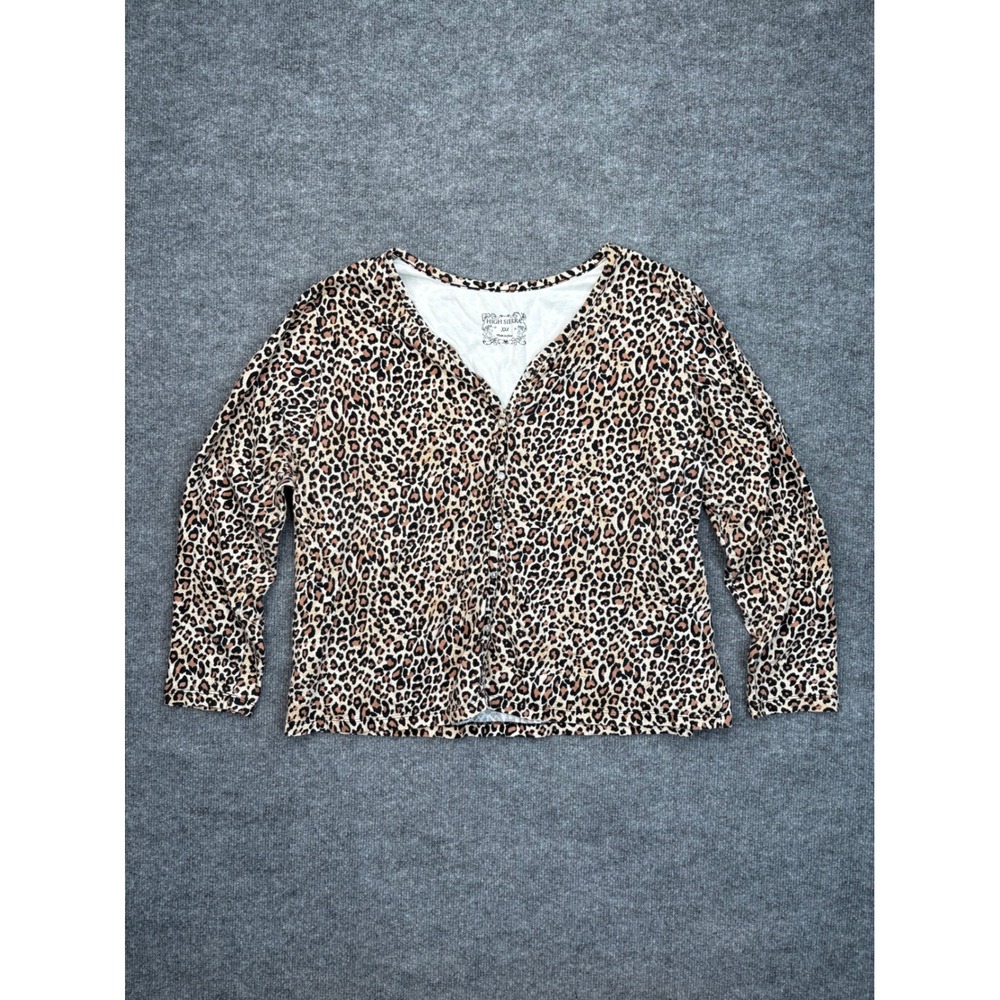 High Sierra Womens XXL Leopard Print Button Up Cardigan 100% Cotton Long Sleeve